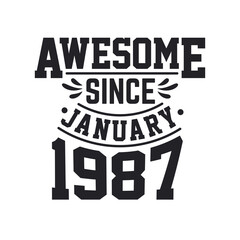 Born in January 1987 Retro Vintage Birthday, Awesome Since January 1987