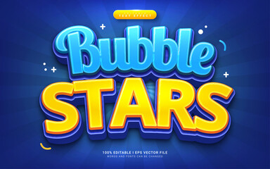 bubble stars cartoon 3d style text effect