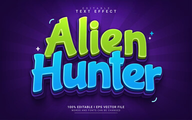 alien hunter cartoon 3d style text effect