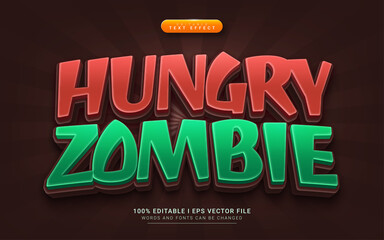 hungry zombie cartoon 3d style text effect