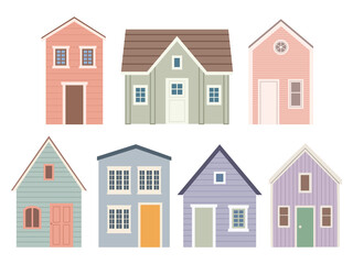 Set of different houses, flat design, vector