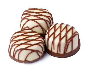 Chocolate sweets on a white background