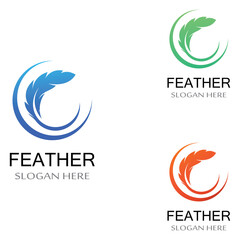 poultry breed feather logo and a pen made of feathers using vector icon design illustration template