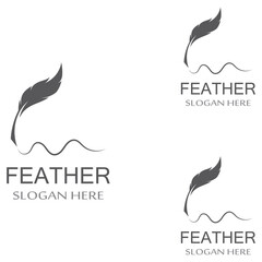 poultry breed feather logo and a pen made of feathers using vector icon design illustration template