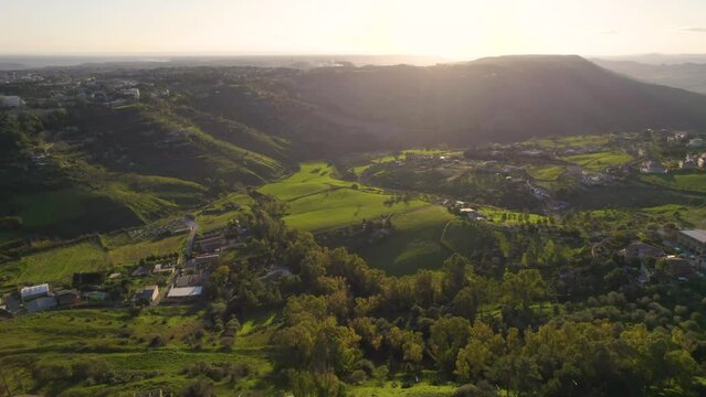 Aerial View of Caltagirone at Sunset, Catania, Sicily, Italy, Europe, World Heritage Site