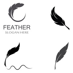 poultry breed feather logo and a pen made of feathers using vector icon design illustration template