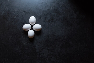 Top view of eggs on a background with use of selective focus