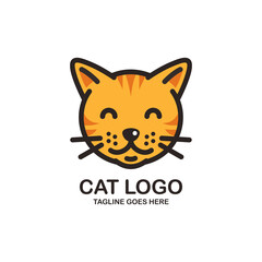 Cute cat face logo design