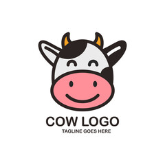 Fototapeta premium Cute cow face logo design
