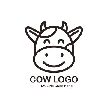 Cute cow face logo design