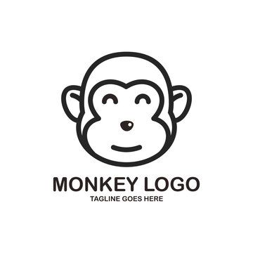 Cute monkey face logo design