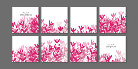 Trendy vector set for Social media stories and post, mobile apps, banners design, web ads. Template squared background with copy space and tropical leaves. Editable frame, mockup for advertising