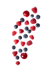 Falling berries closeup.