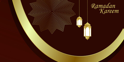 Luxury dark red and gold Ramadan background