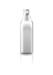 Blank clear square cosmetic bottle with white cap lid for beauty product mockup template.