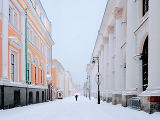 Winter views of Rybny Lane in Moscow