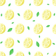 Lemons Pattern Watercolor Illustration Vector