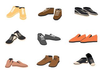 Set of Different Shoes Isolated