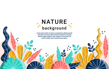 Horizontal nature banner with flat plants