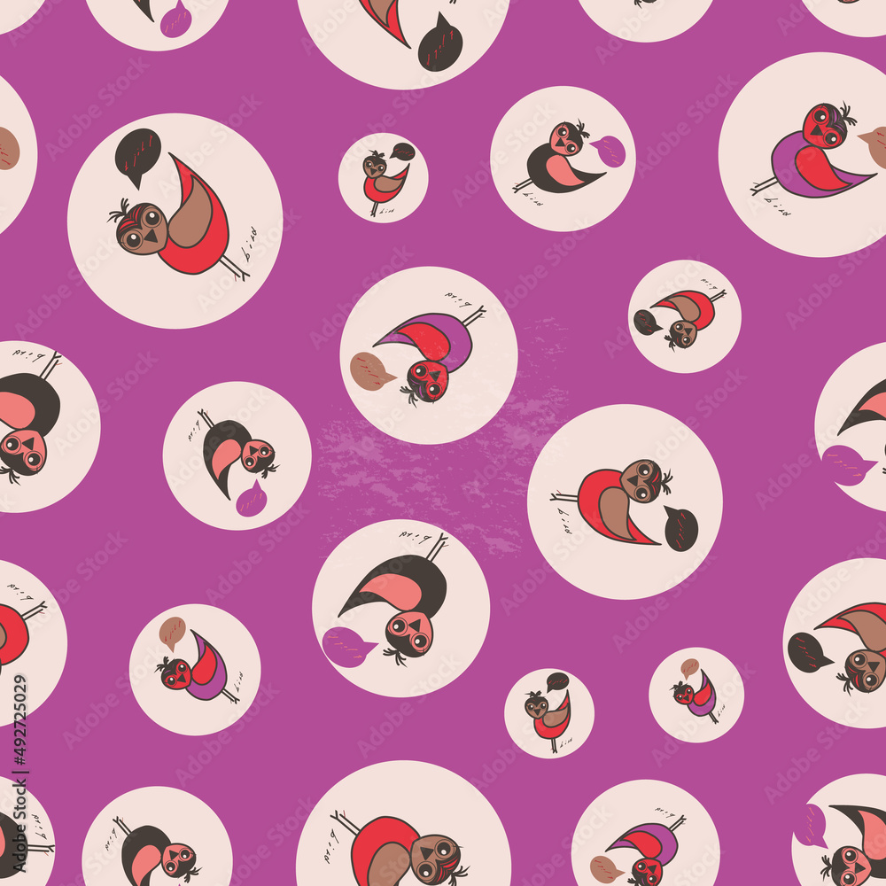 Poster birds with text seamless repeat pattern print background