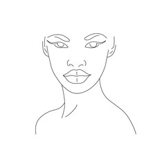 Woman Face Line Art Drawing. Female Face Line Art Illustration. Minimalist Feminine Illustration for Wall Decor, Print, Poster, Social Media. Abstract Woman Art Vector Illustration