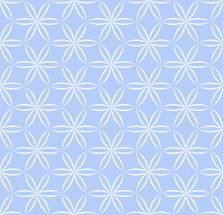Abstract seamless geometric blue floral pattern.