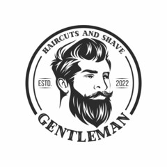 Beard Logo Vector Illustration, Barbershop Logo template, Haircut men vector