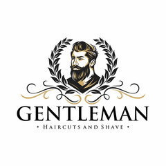 Beard Logo Vector Illustration, Barbershop Logo template, Haircut men vector