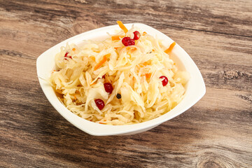 Sauerkraut with cranberry in the bowl
