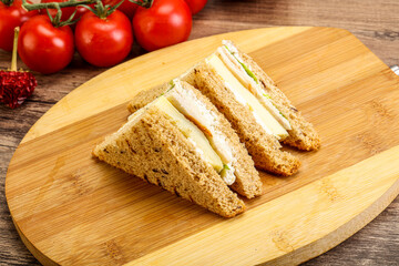 Club sandwich with chicken and cheese