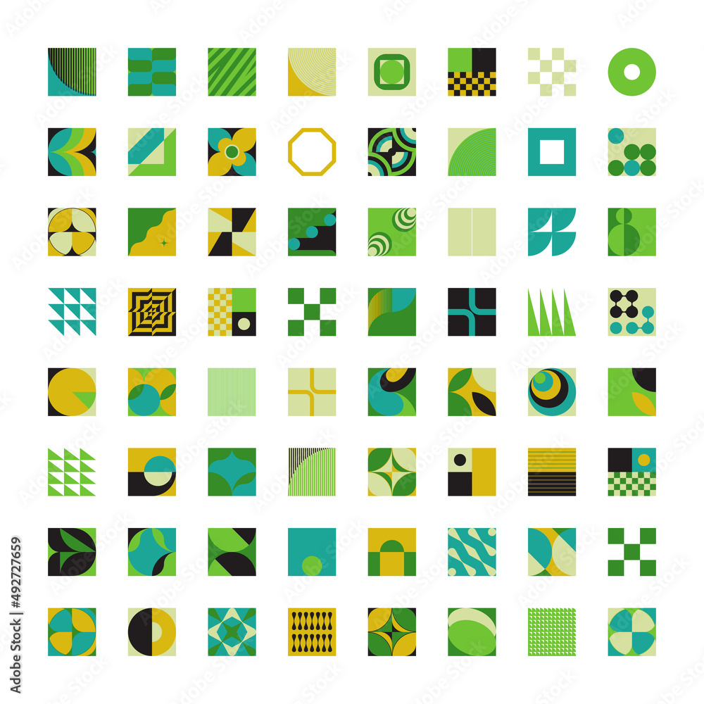 Poster modern vector graphics collection of various geometric shapes and abstract forms