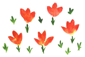 bright summer watercolor set of flowers from which you can make an interesting pattern