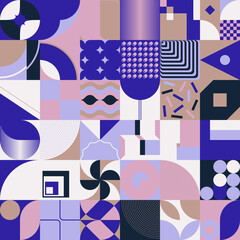 Modernism Aesthetics Inspired Vector Graphic Pattern Made With Abstract Geometric Shapes