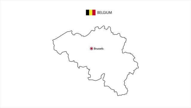 Motions point of Brussels City with Belgium flag and Belgium map.