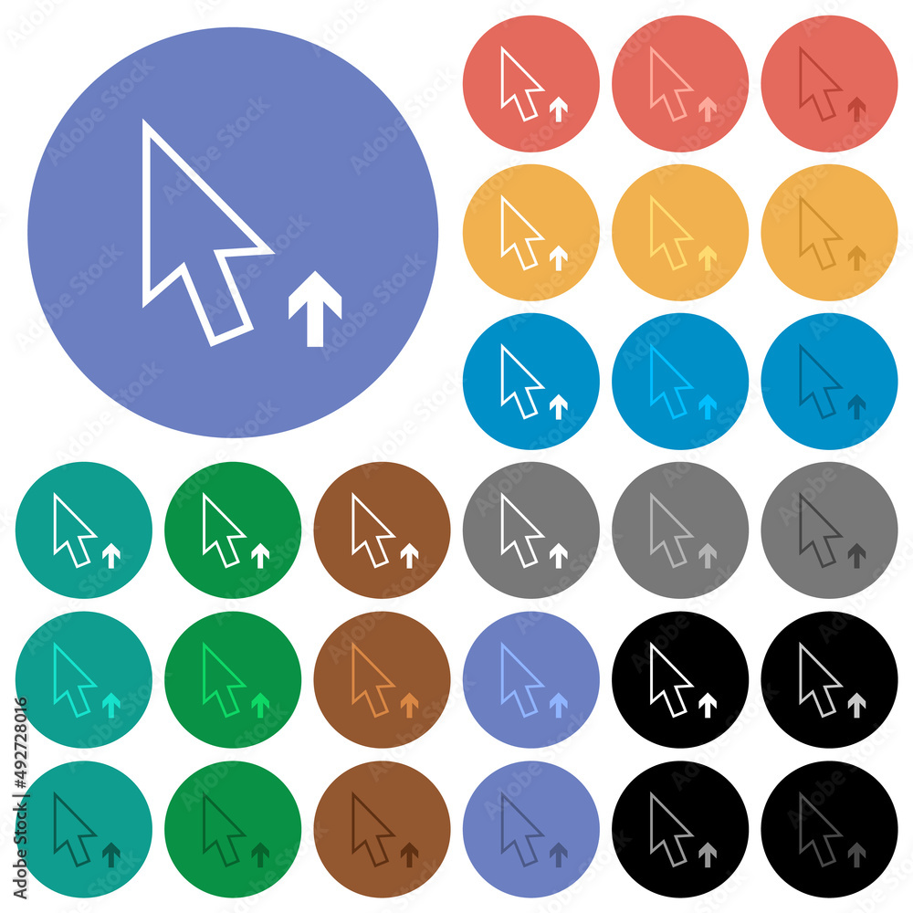 Poster arrow cursor up outline round flat multi colored icons
