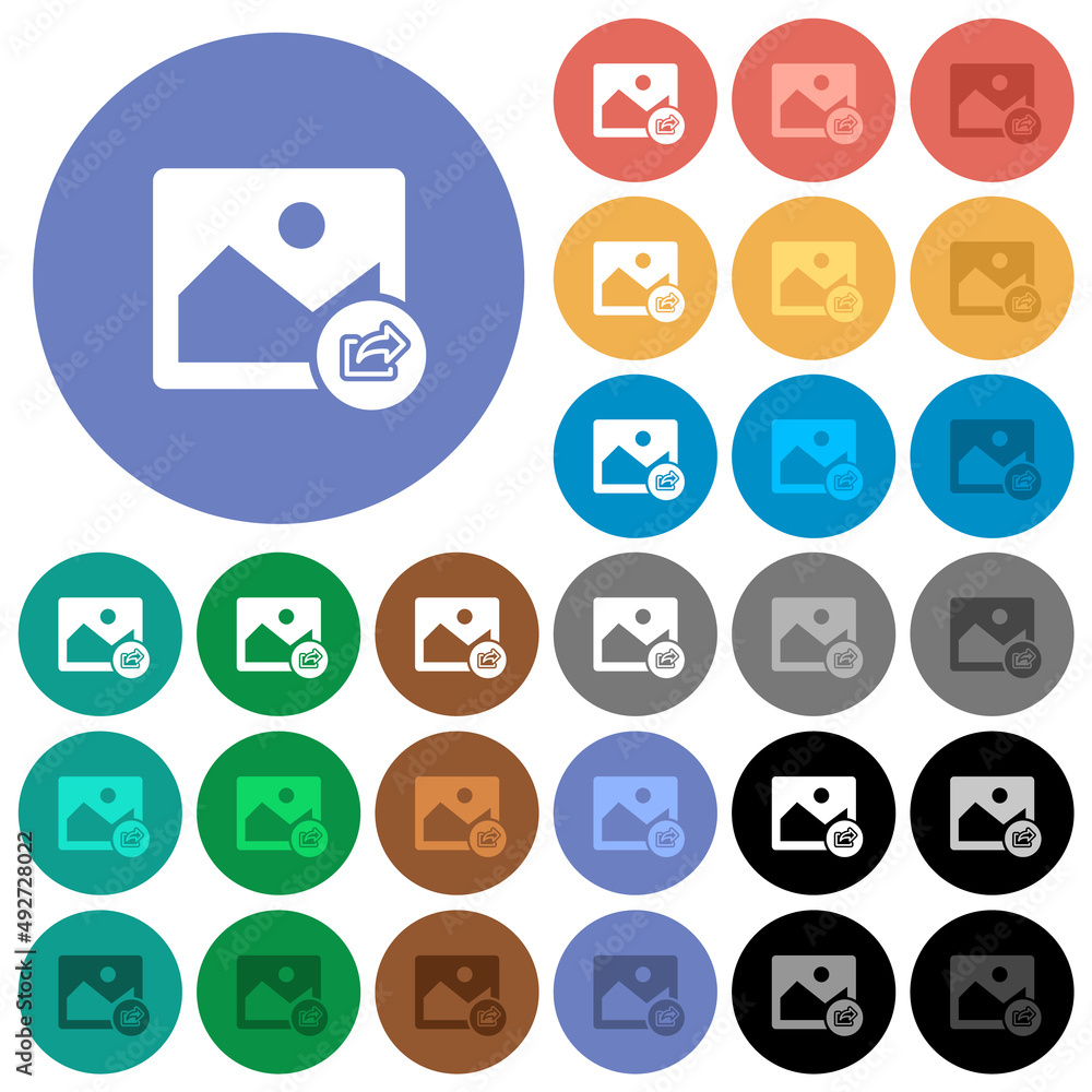 Poster export image round flat multi colored icons