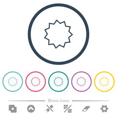 Certificate sticker outline flat color icons in round outlines