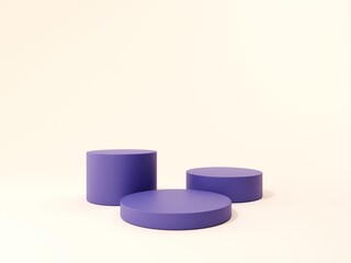 Showcase, Podium, stand, on pastel light background for premium product. Mock up for the exhibitions, presentation of products - 3D, render. Composition of geometric object 