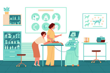 Veterinary Centre Flat Illustration