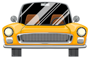 Obraz na płótnie Canvas Classic yellow car in cartoon style