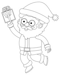 Santa doodle outline for colouring