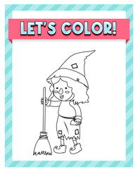 Worksheets template with let’s color!! text and  outline