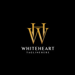 WH Letter Logo Initial With Gold Color