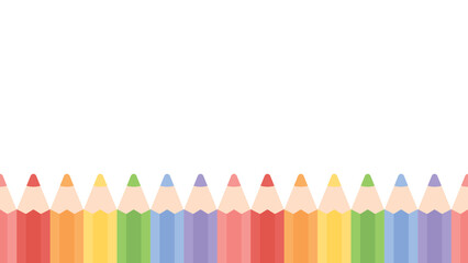 Cute pastel colored pencils bottom border seamless pattern background. Flat vector illustration. Back to school concept.