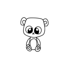 Cute teddy bear linear hand drawn pen style icon isolated on white background