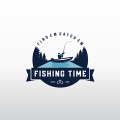 Fishing logo design template illustration