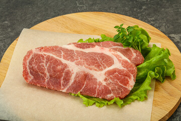 Raw pork meat neck steack