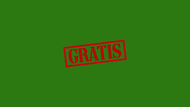 gratis stamp animation.4K motion animation. green background