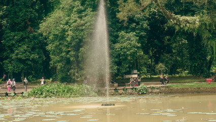 children playing in the fountain