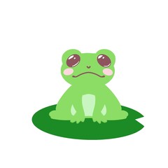 カエルと蓮の葉のイラスト